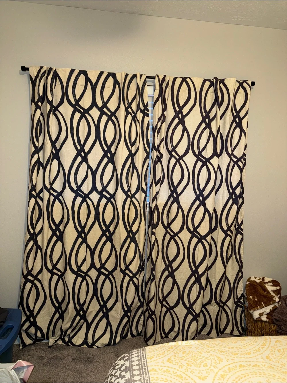 West Elm dark blue scribble curtains - 4 panels